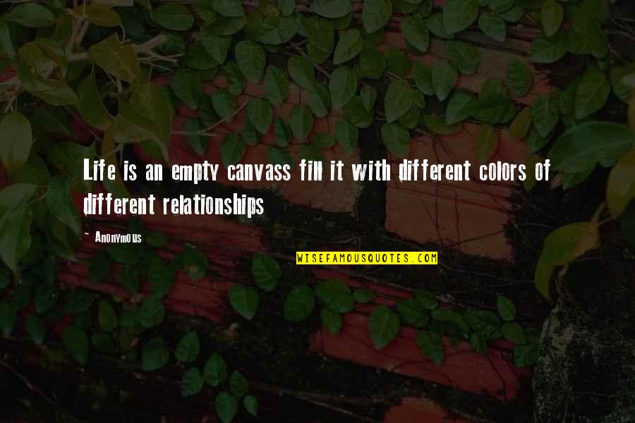 Colors In Life Quotes By Anonymous: Life is an empty canvass fill it with