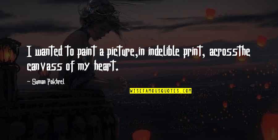 Colour Pencil Quotes By Suman Pokhrel: I wanted to paint a picture,in indelible print,