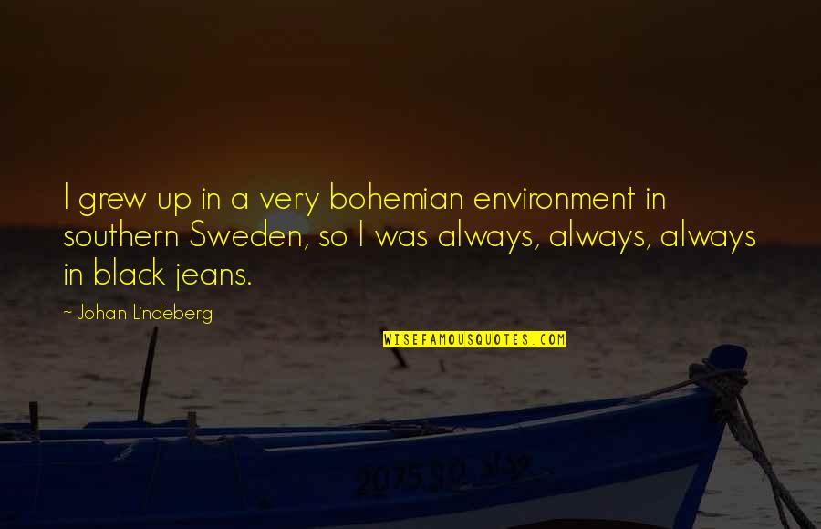 Colourful Sky Quotes By Johan Lindeberg: I grew up in a very bohemian environment
