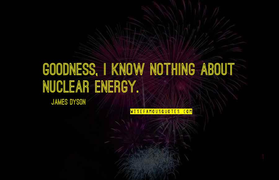 Colourisesg Quotes By James Dyson: Goodness, I know nothing about nuclear energy.