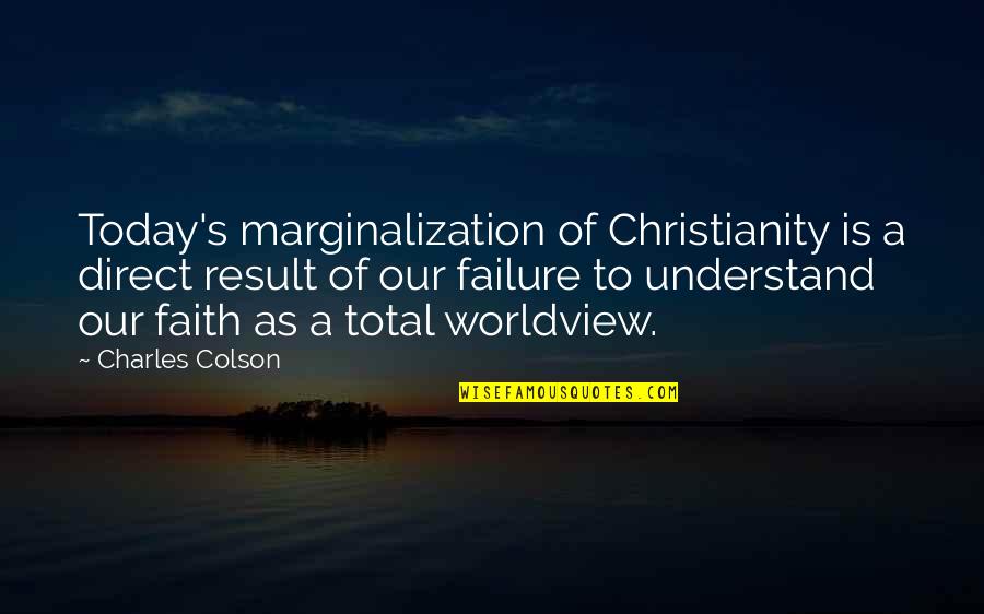 Colson Quotes By Charles Colson: Today's marginalization of Christianity is a direct result