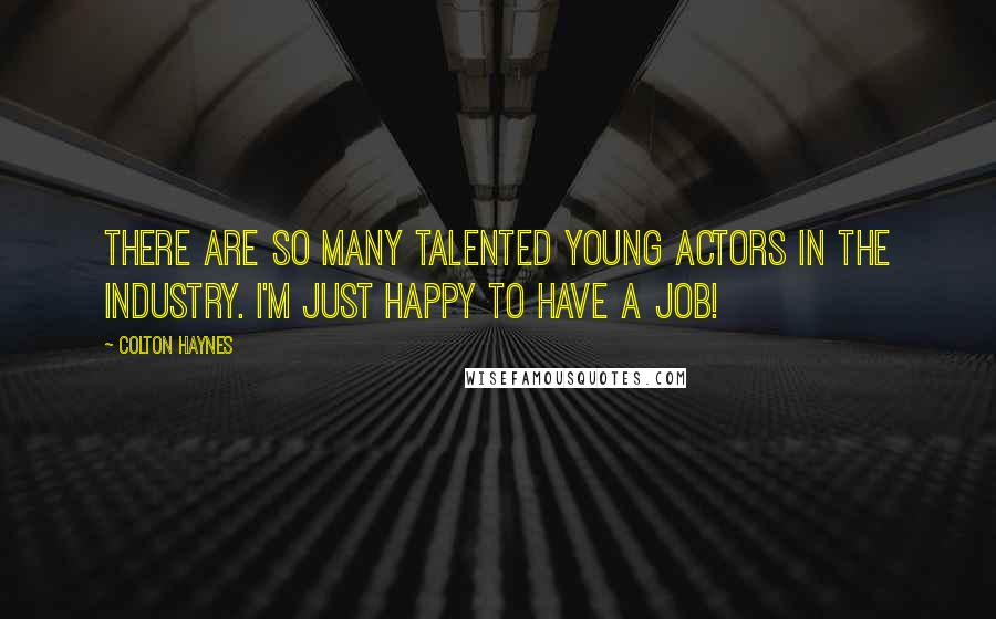 Colton Haynes quotes: There are so many talented young actors in the industry. I'm just happy to have a job!