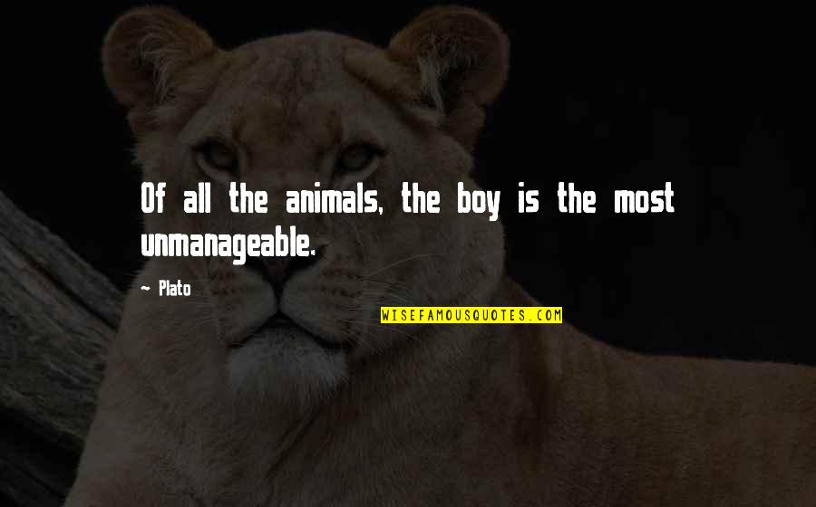 Columba Hotel Quotes By Plato: Of all the animals, the boy is the