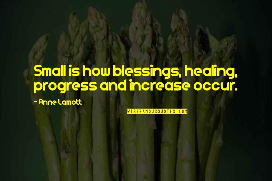 Columbine Victims Quotes By Anne Lamott: Small is how blessings, healing, progress and increase