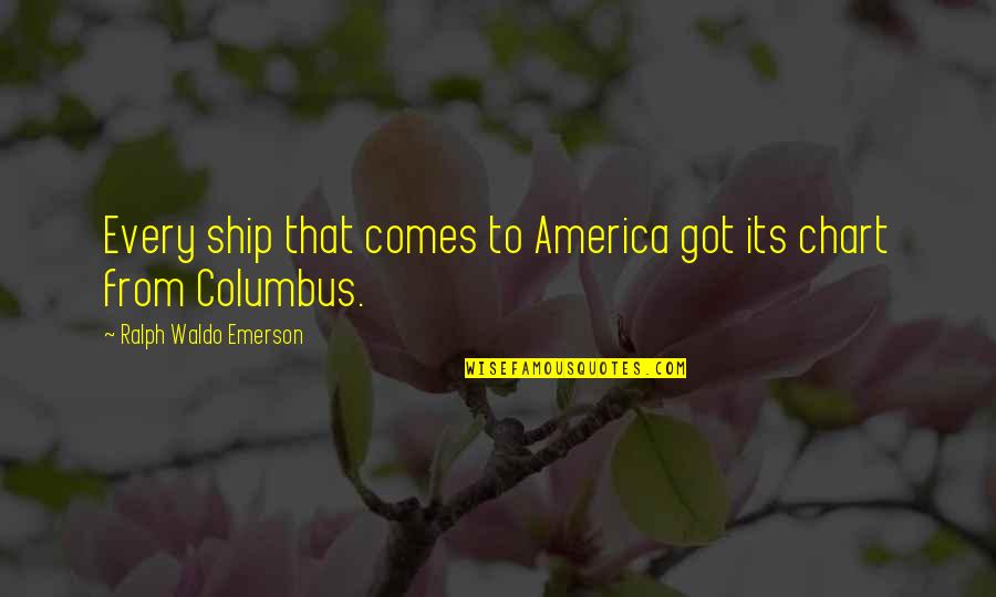 Columbus Quotes By Ralph Waldo Emerson: Every ship that comes to America got its