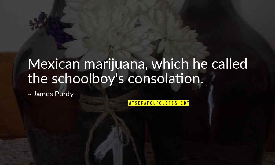 Columnist Quotes By James Purdy: Mexican marijuana, which he called the schoolboy's consolation.