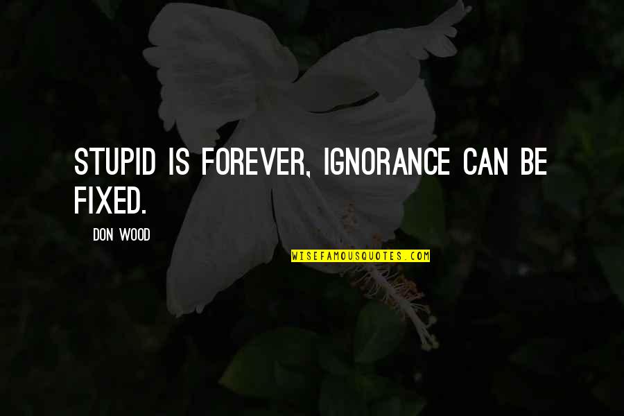 Comashipping Quotes By Don Wood: Stupid is forever, ignorance can be fixed.