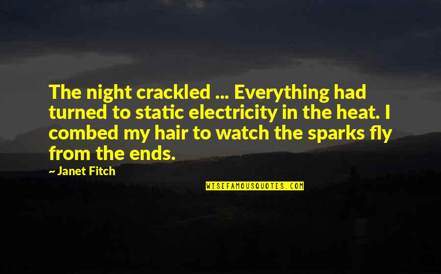 Combed Hair Quotes By Janet Fitch: The night crackled ... Everything had turned to