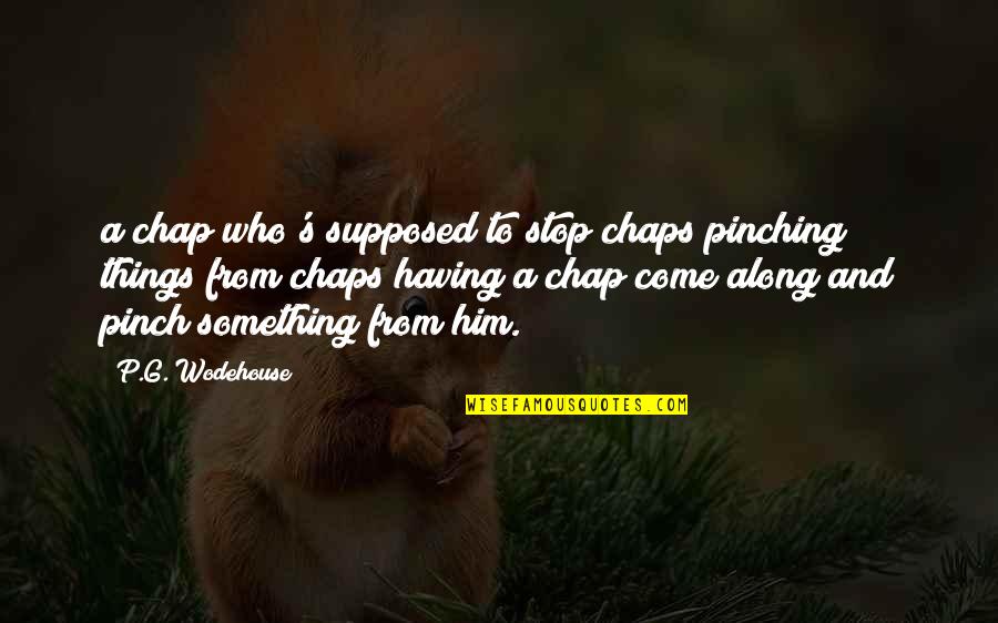 Come Along Quotes By P.G. Wodehouse: a chap who's supposed to stop chaps pinching