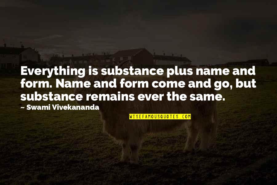 Come And Go Quotes By Swami Vivekananda: Everything is substance plus name and form. Name