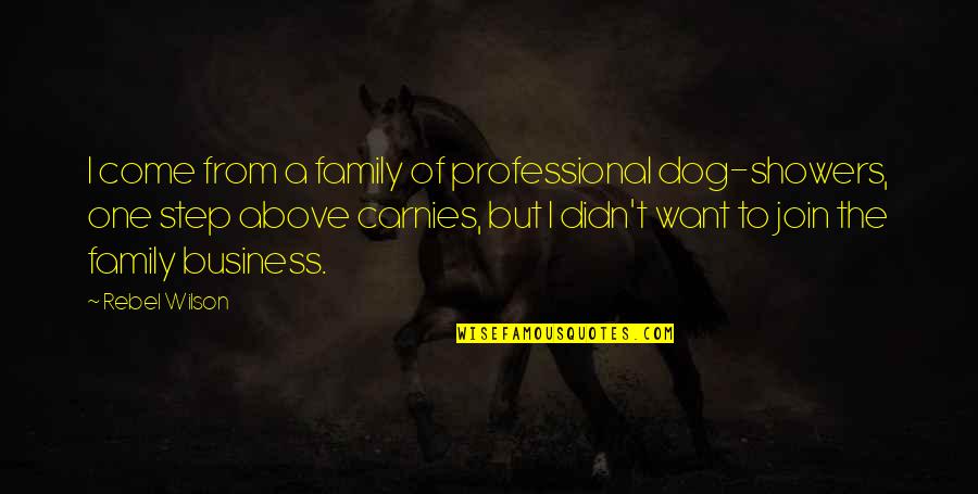 Come And Join Quotes By Rebel Wilson: I come from a family of professional dog-showers,