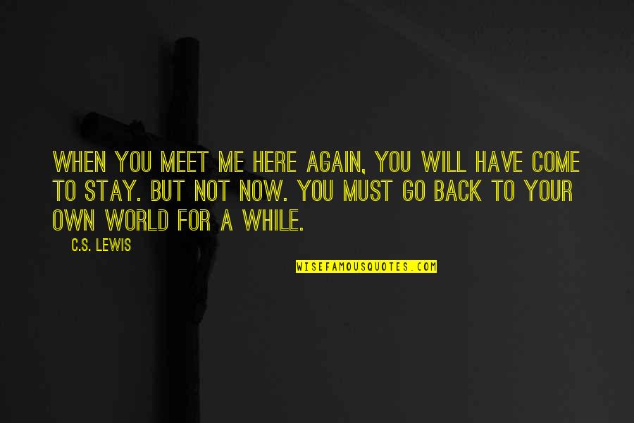 Come Back Again Quotes By C.S. Lewis: When you meet me here again, you will