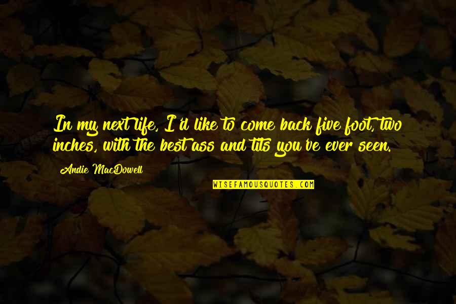 Come Back In My Life Quotes By Andie MacDowell: In my next life, I'd like to come Come Back In My Life Quotes By Andie MacDowell: In my next life, I'd like to come