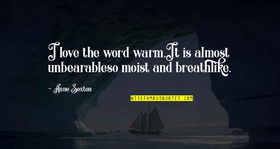 Come Back To Bite You Quotes By Anne Sexton: I love the word warm.It is almost unbearableso