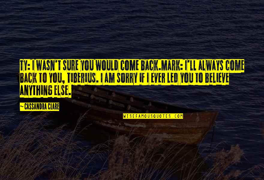 Come Back To You Quotes By Cassandra Clare: Ty: I wasn't sure you would come back.Mark: