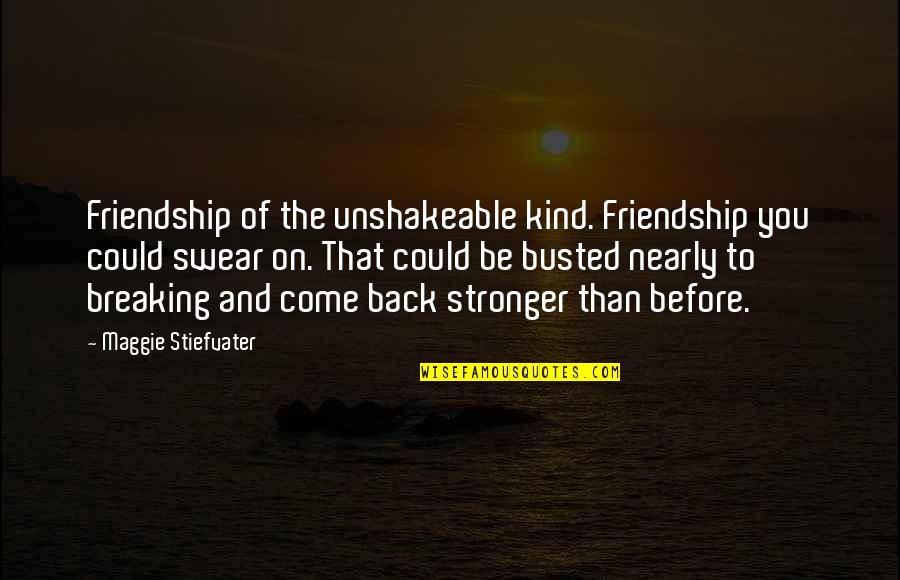 Come Back To You Quotes By Maggie Stiefvater: Friendship of the unshakeable kind. Friendship you could