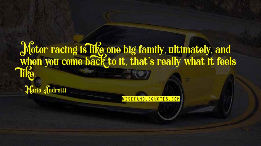 Come Back To You Quotes By Mario Andretti: Motor racing is like one big family, ultimately,