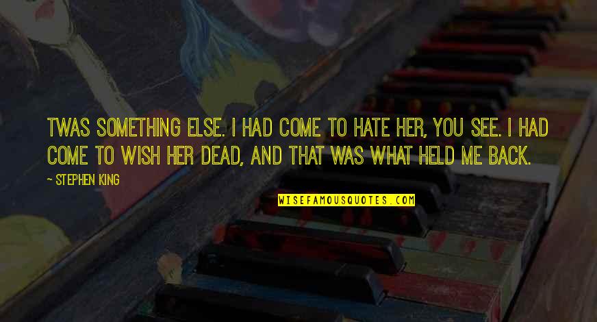 Come Back To You Quotes By Stephen King: Twas something else. I had come to hate