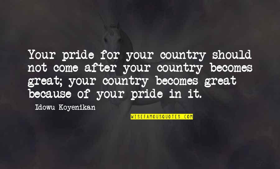 Come For Quotes By Idowu Koyenikan: Your pride for your country should not come