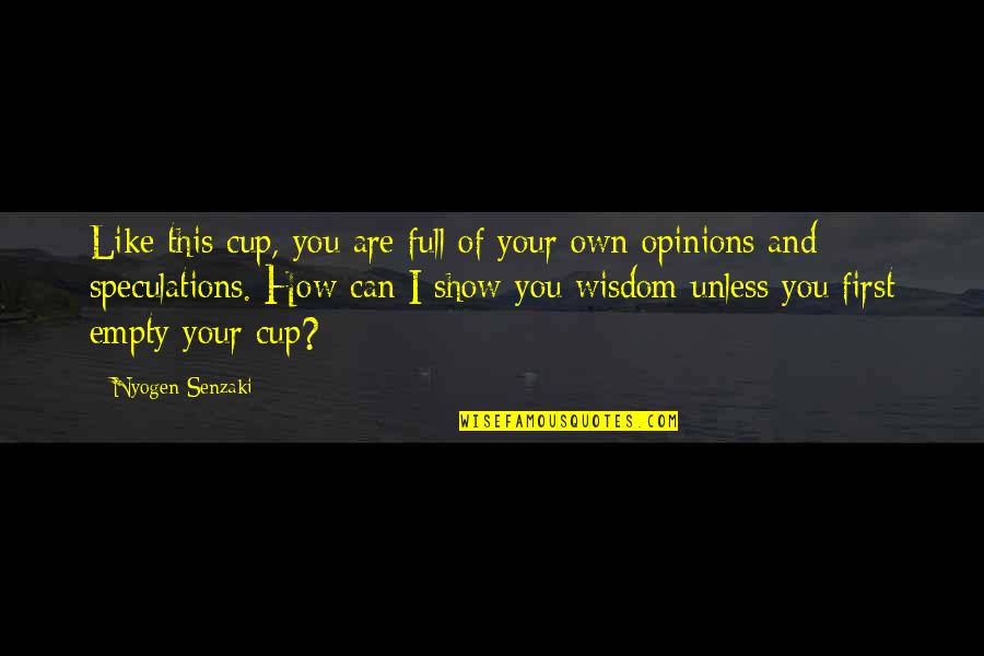Come Here And Kiss Me Quotes By Nyogen Senzaki: Like this cup, you are full of your