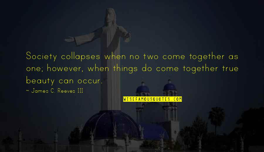 Come One Come All Quote Quotes By James C. Reeves III: Society collapses when no two come together as