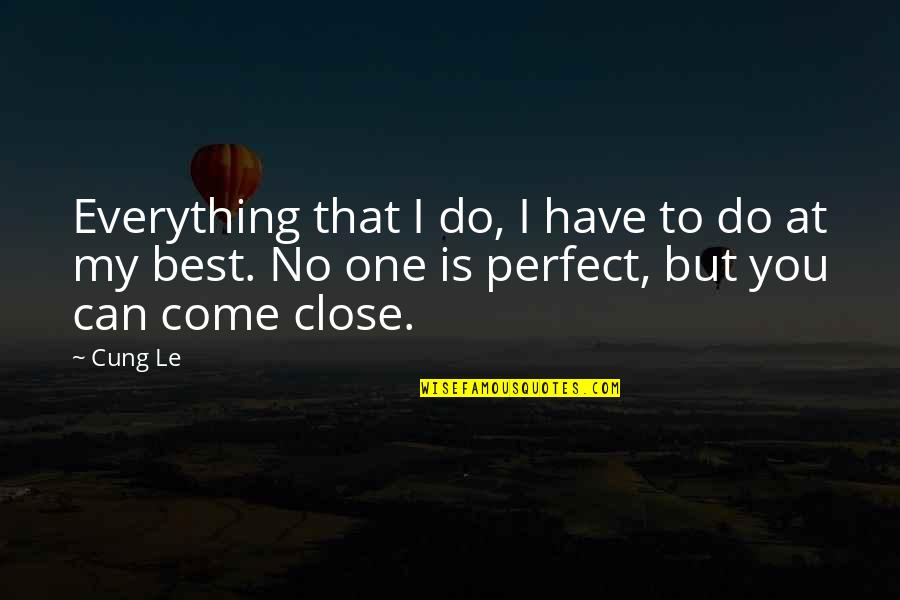 Come To You Quotes By Cung Le: Everything that I do, I have to do