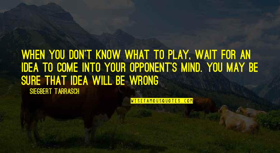 Come What May Quotes By Siegbert Tarrasch: When you don't know what to play, wait