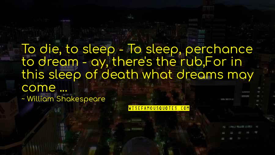 Come What May Quotes By William Shakespeare: To die, to sleep - To sleep, perchance