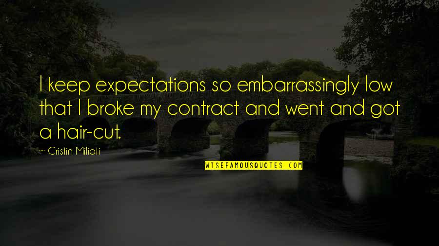 Comedians Graham Greene Quotes By Cristin Milioti: I keep expectations so embarrassingly low that I Comedians Graham Greene Quotes By Cristin Milioti: I keep expectations so embarrassingly low that I