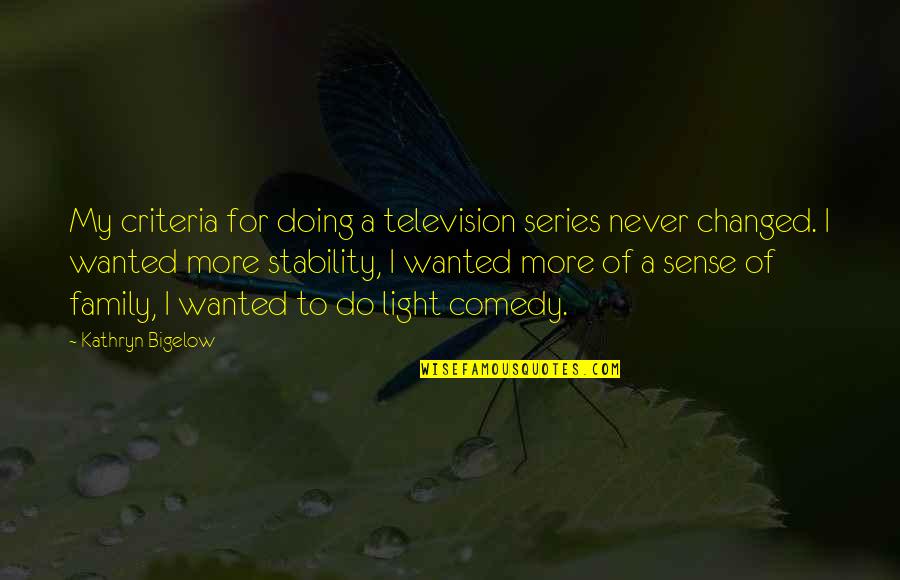 Comedy Series Quotes By Kathryn Bigelow: My criteria for doing a television series never