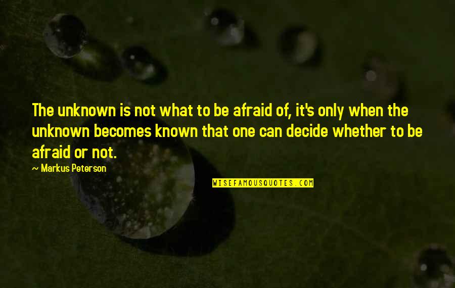 Comerciantes Egipcios Quotes By Markus Peterson: The unknown is not what to be afraid