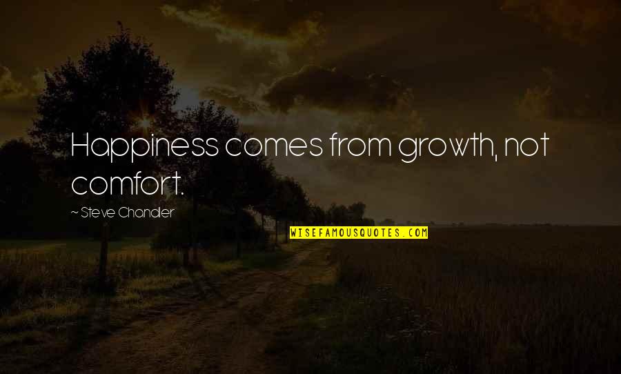 Comfort And Growth Quotes By Steve Chandler: Happiness comes from growth, not comfort.