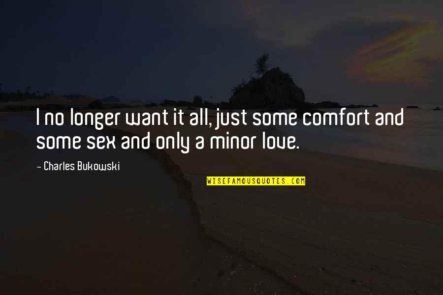 Comfort And Love Quotes By Charles Bukowski: I no longer want it all, just some