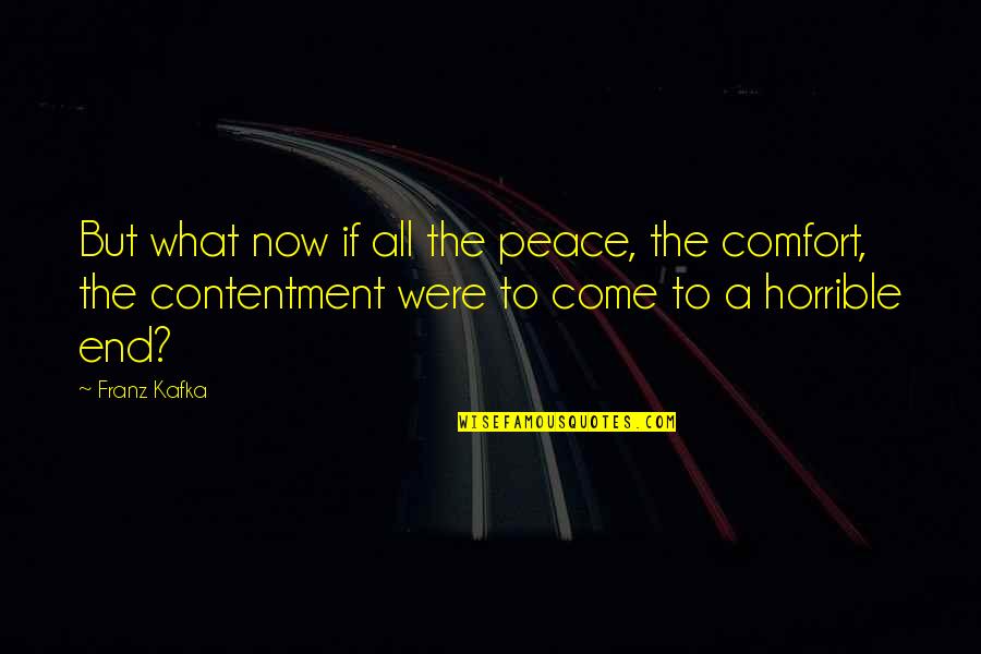 Comfort And Peace Quotes By Franz Kafka: But what now if all the peace, the