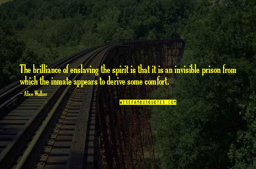 Comfort Is A Prison Quotes By Alice Walker: The brilliance of enslaving the spirit is that