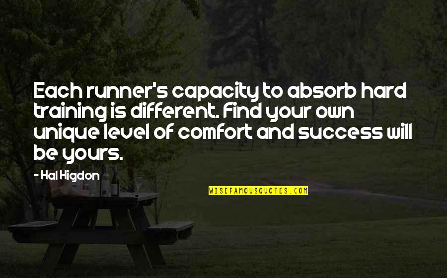 Comfort Level Quotes By Hal Higdon: Each runner's capacity to absorb hard training is