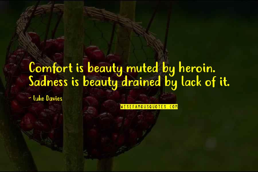 Comfort Quotes By Luke Davies: Comfort is beauty muted by heroin. Sadness is