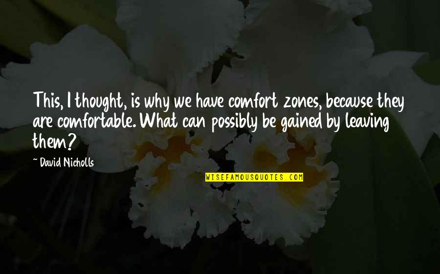 Comfortable Is Quotes By David Nicholls: This, I thought, is why we have comfort