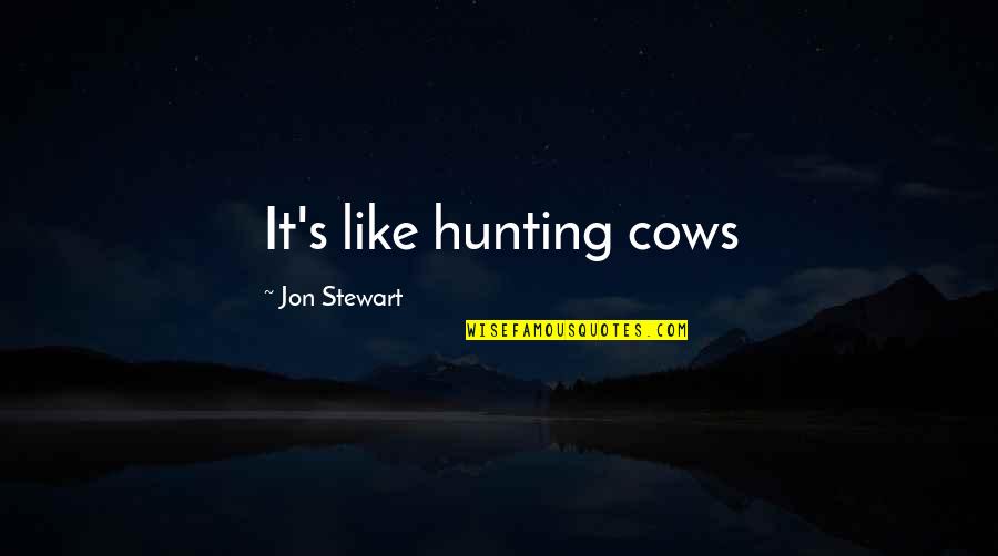 Comfortable Silence Quotes By Jon Stewart: It's like hunting cows