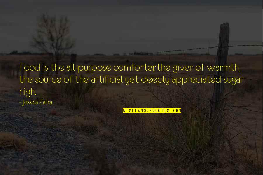 Comforter With Quotes By Jessica Zafra: Food is the all-purpose comforter, the giver of