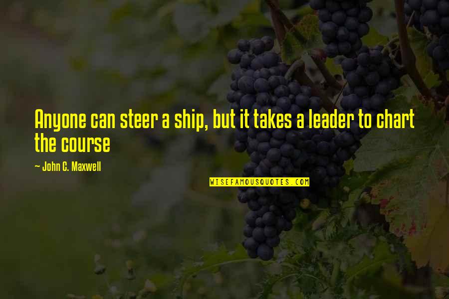 Comical Inspirational Quotes By John C. Maxwell: Anyone can steer a ship, but it takes
