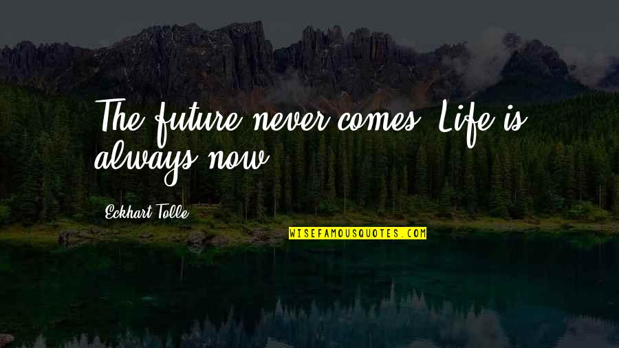 Coming Back To Reality Quotes By Eckhart Tolle: The future never comes. Life is always now. Coming Back To Reality Quotes By Eckhart Tolle: The future never comes. Life is always now.