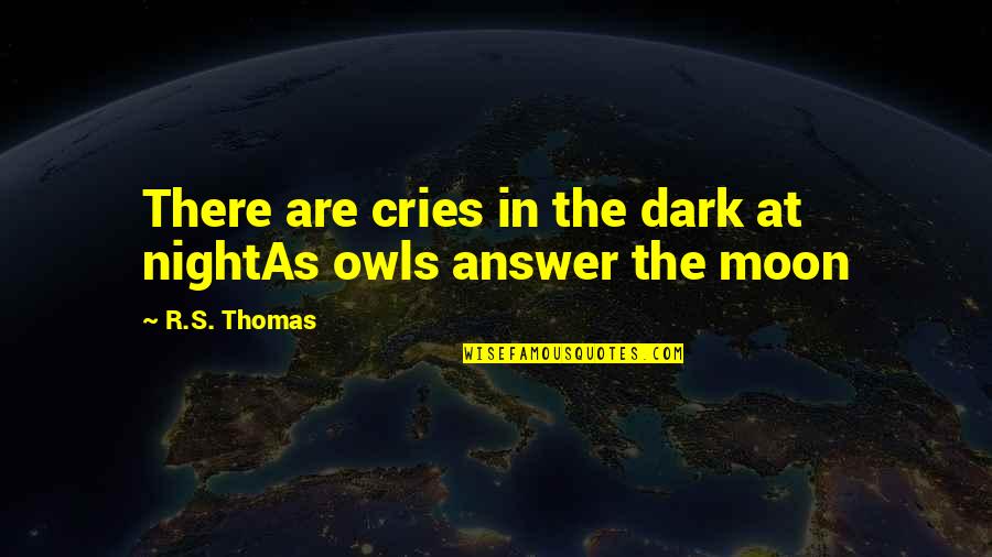 Coming Together After Tragedy Quotes By R.S. Thomas: There are cries in the dark at nightAs