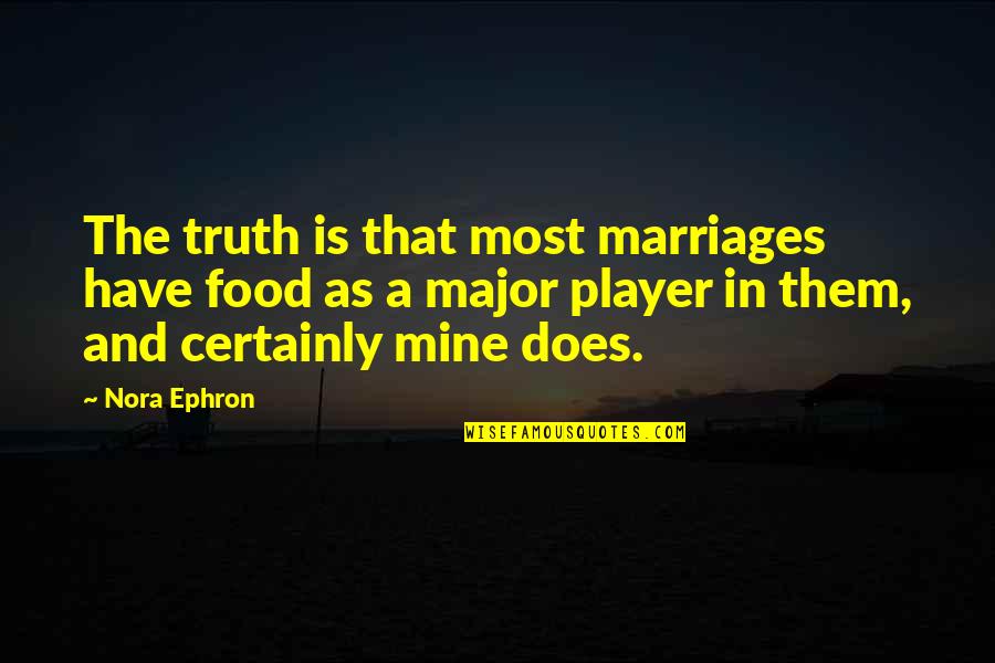 Commercial Acting Agents Quotes By Nora Ephron: The truth is that most marriages have food
