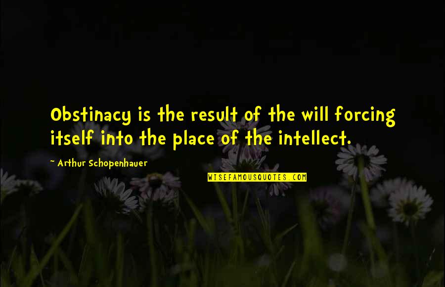 Commingled Quotes By Arthur Schopenhauer: Obstinacy is the result of the will forcing