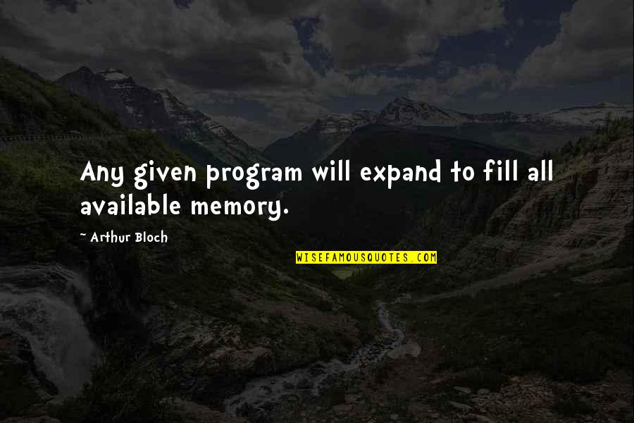 Commingling Quotes By Arthur Bloch: Any given program will expand to fill all