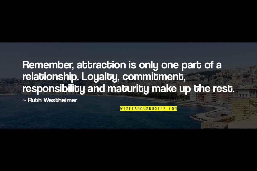 Commitment And Loyalty Quotes By Ruth Westheimer: Remember, attraction is only one part of a