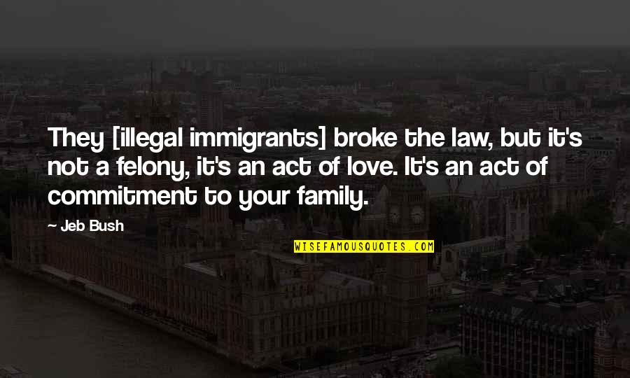 Commitment To Love Quotes By Jeb Bush: They [illegal immigrants] broke the law, but it's