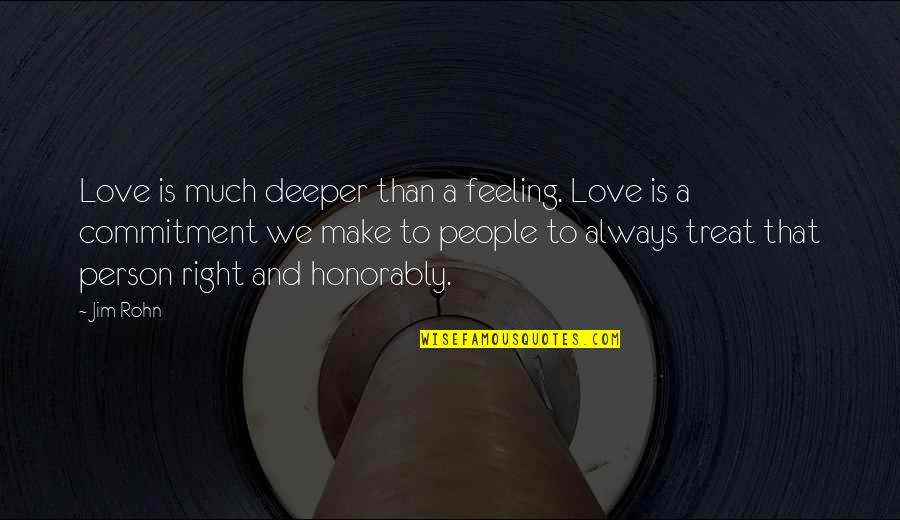 Commitment To Love Quotes By Jim Rohn: Love is much deeper than a feeling. Love Commitment To Love Quotes By Jim Rohn: Love is much deeper than a feeling. Love