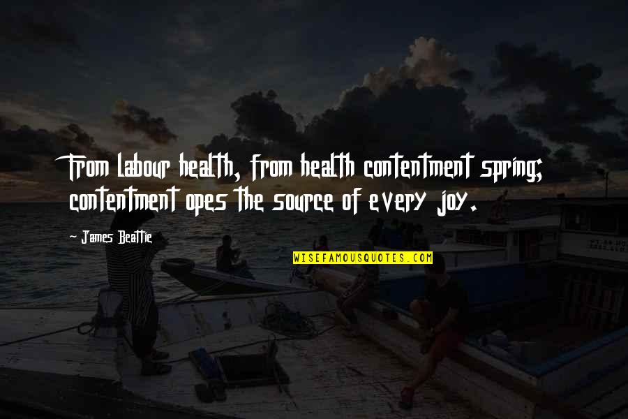 Commodiously Quotes By James Beattie: From labour health, from health contentment spring; contentment